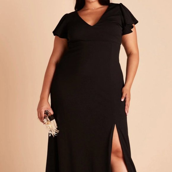 Birdy Grey Dresses & Skirts - Birdy Grey Hannah Flutter Sleeve Plus Size Bridesmaid Dress in Black